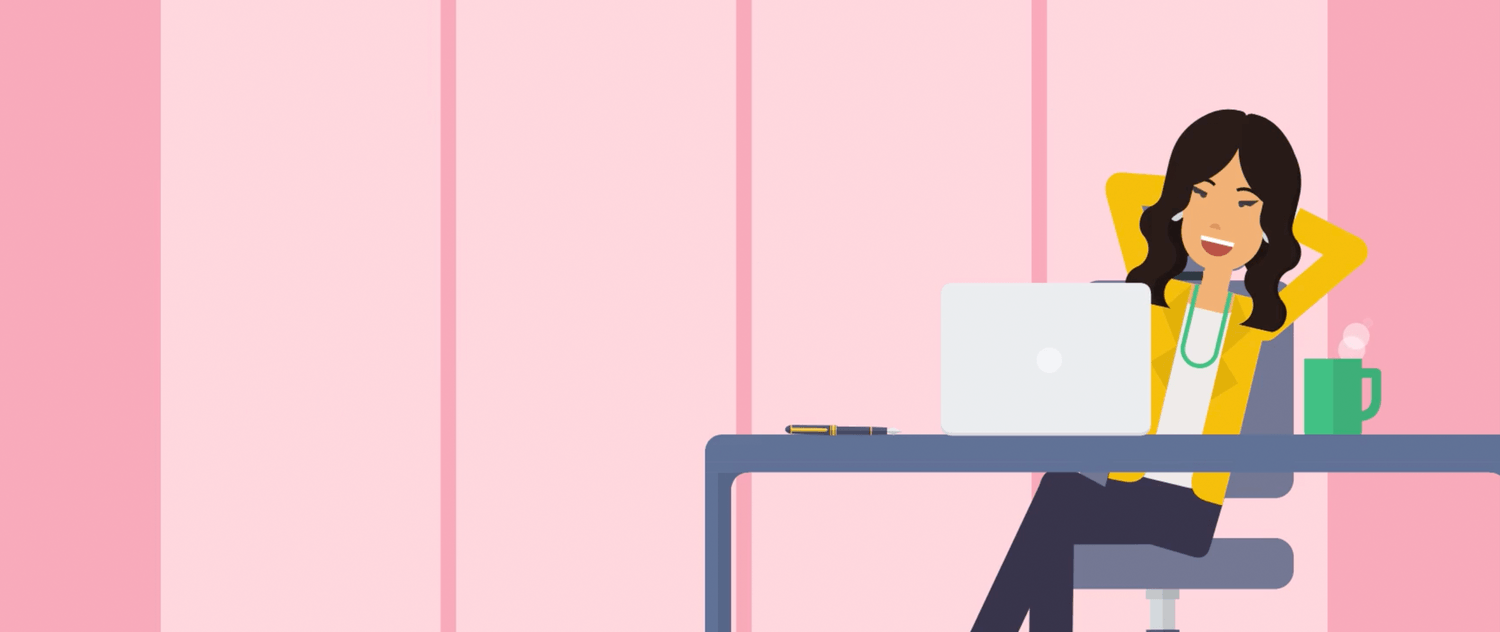 Illustration of a young instructional designer in their office creating a video on their laptop. Banner image for resource post 