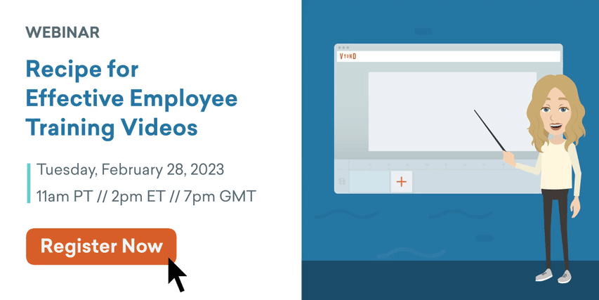 Banner image for "Webinar: Recipe for Effective Employee Training Videos"