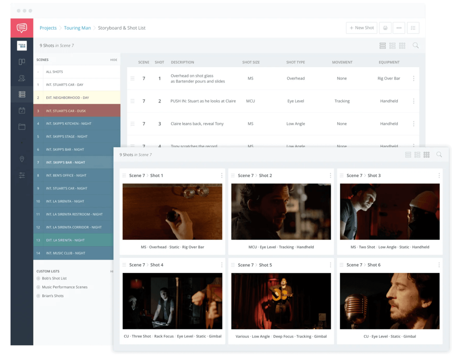 Screenshot of storyboarding process