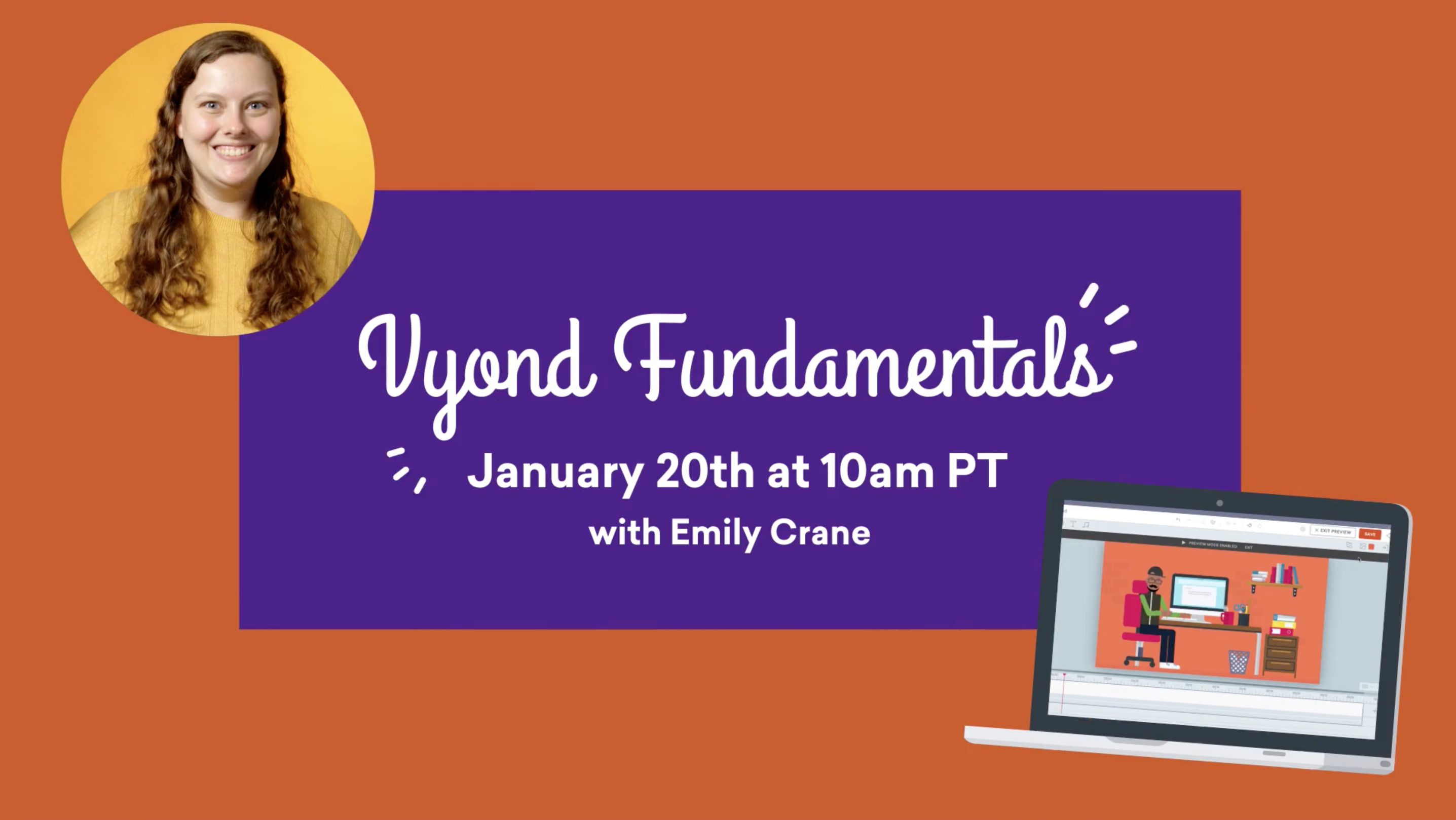 Vyond Fundamentals on January 20th at 10AM PT with Emily Crane