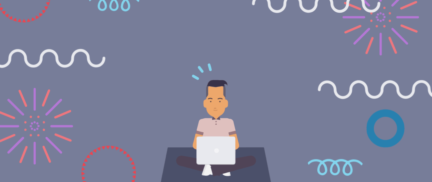 An illustration of a man sitting at his desk creating a GIF