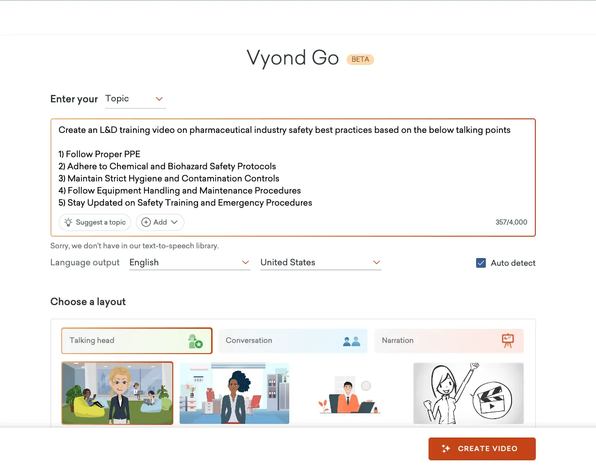 Vyond Go interface